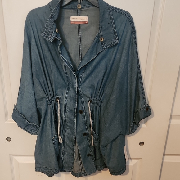 Anthropologie Denim Drawstring Jacket PILCRO - Picture 1 of 8